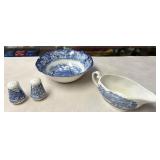 Vintage Liberty Blue Serving Pieces & S&P Shakers