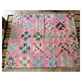 Handmade Quilt - Pink with Squares