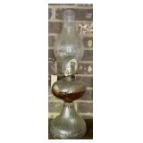 Vintage/Antique Clear Etched Glass Oil Lamp
