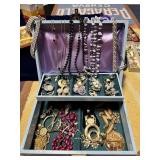 Vintage Jewelry Box with Fashion Jewelry