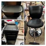 Hairdresser Adjustable Chair, Cabinet & Booster