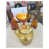 Amber Compote, Bottles & Pitcher