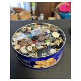 Large Cookie Tin of Vintage Buttons