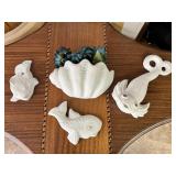 Vintage Chalkware Plaster Fish & Bowl