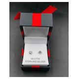 Sterling Silver Diamond Stud Earrings