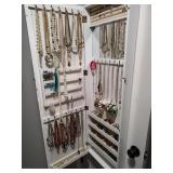Hanging Jewelry Cabinet with Costume Jewelry