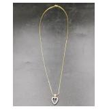 10K 24" Chain & Diamond Heart Pendant