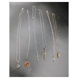 6 Sterling Silver Necklaces with Pendants