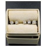 5 Sterling Silver Diamond Stud Earrings