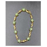 7" Sterling Bracelet with CZ & Green Stones