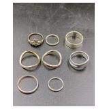 Collection of 8 Sterling Silver Rings