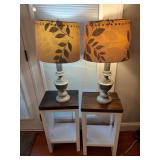 2 Homemade End Tables and Lamps
