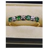 10K Gold Emerald & Diamond Ring