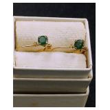10K Gold Emerald & Diamond Earrings