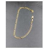 14K Gold 8" Figaro Bracelet (Needs Repair)