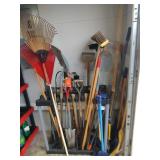 Collection of Yard Tools and Holder
