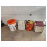 2 Gas Cans, Buckets, Storage Container