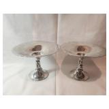 8" x 6" Silver Pedestal Dish Set of 2