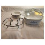 Lg Corning Ware w Blue Flowers, 3 Bowls w Blue