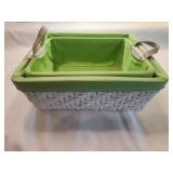 2 White Baskets w/Green Liner