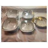 5 Corning Ware Casserole Dish w/Pyrex Lids