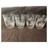 Vintage Burbon Ethced Glass Set of Three