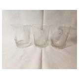 Vintage Burbon Ethced Glass Set of Three
