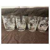 Vintage Burbon Ethced Glass Set of Five
