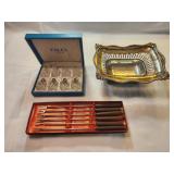 Silver Plated Bread Basket, S&P Crystal (8), Fondu