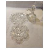 Crystal Oil Jar, 2 Small Crystal plates