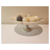 Marble Pedestal Bowl w/11 Marble Eggs