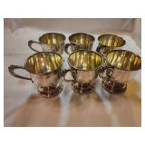 6 Silver on Copper Punch Bowl Cups