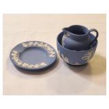 Wedgwood Blue Tiny Pitcher & Bowl