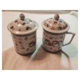2 Chinese Dragon Coffee/Tea Mugs w/Lids