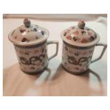 2 Chinese Dragon Coffee/Tea Mugs w/Lids