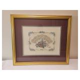 Framed Embroidered Fan Picture