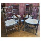 4pc Vntg Spindle Back Rush Seat Dining Chairs