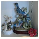 3pc Ceramic Birds & Flower Figures - Broken