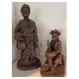 2pc Signed Hand Scuplted Clay Figures