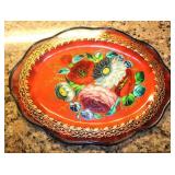 Vintage Tole Painted Russian Serving Plate