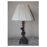 Vintage Brass Cherub Table Lamp w/ Marble Base