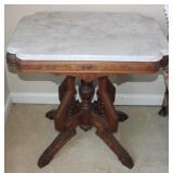 Vintage Victorian Walnut Marble Top Table