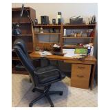 Pressboard Desk w/ Chair & Contents