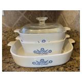 3pc Cornflower Blue Corning Ware