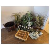 Collection of Faux Plants, Basket+