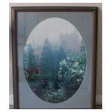 Foggy Day in London Castle Garden Print Framed