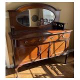 Vintage Sideboard w/ Oval Mirror