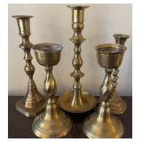 5pc Brass Candle Stick Holders