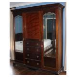 Vintage Wooden 4 Drawer Tall Wardrobe