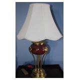 Red Ceramic & Brass Table Lamp #2